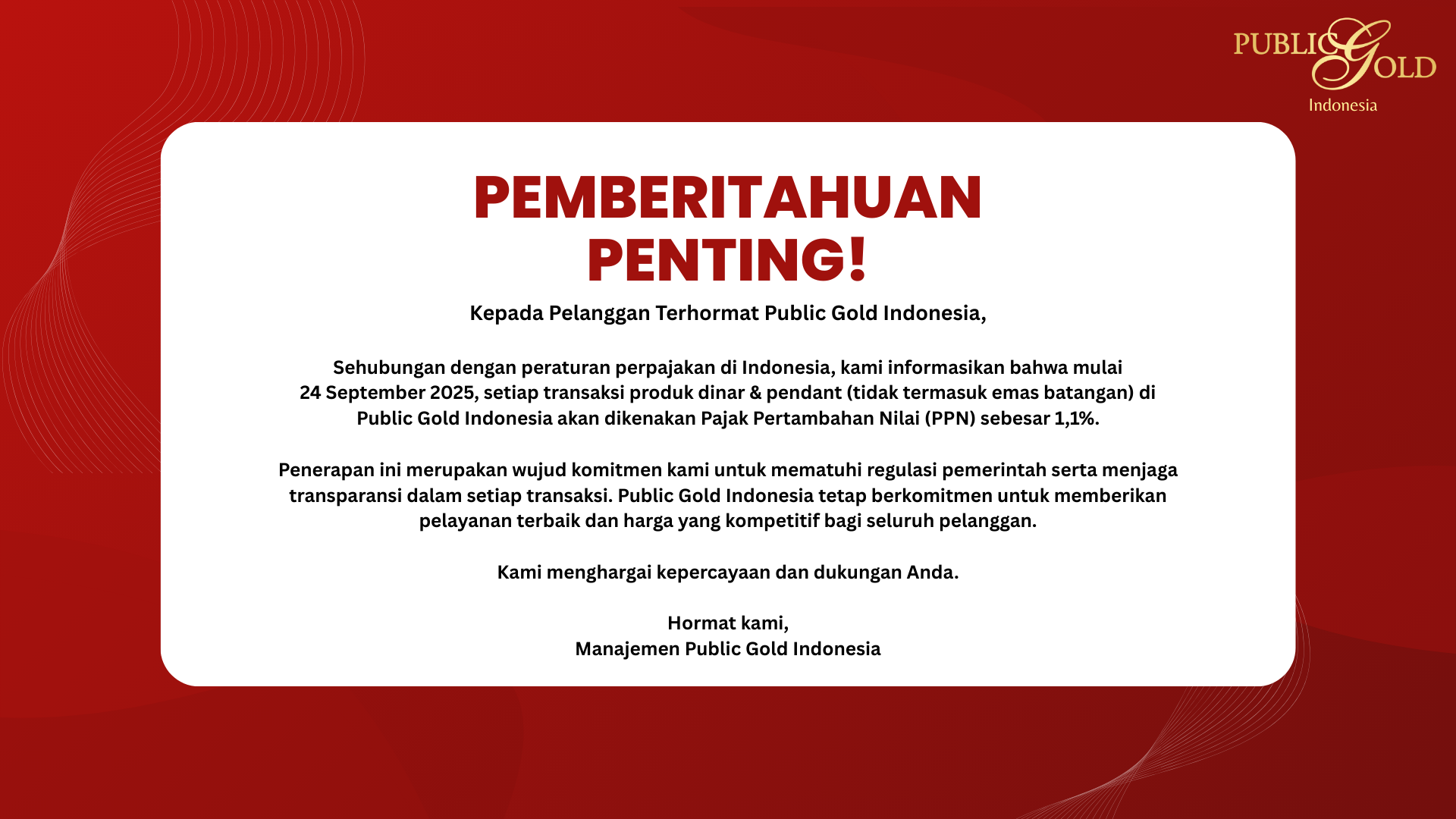 TAX announcement 