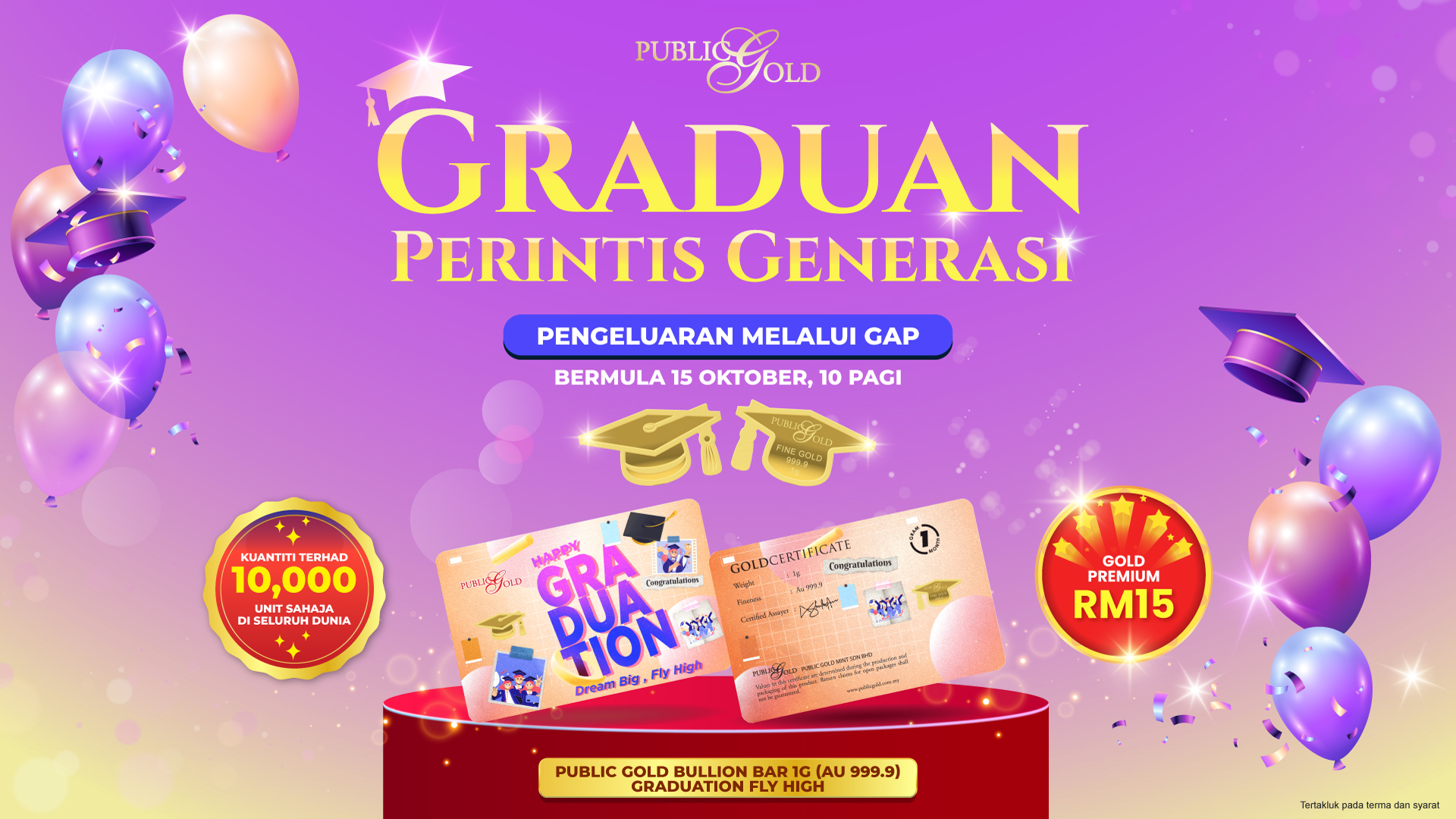 Public Gold Bullion Bar 1g (999.9) - Graduation Fly High