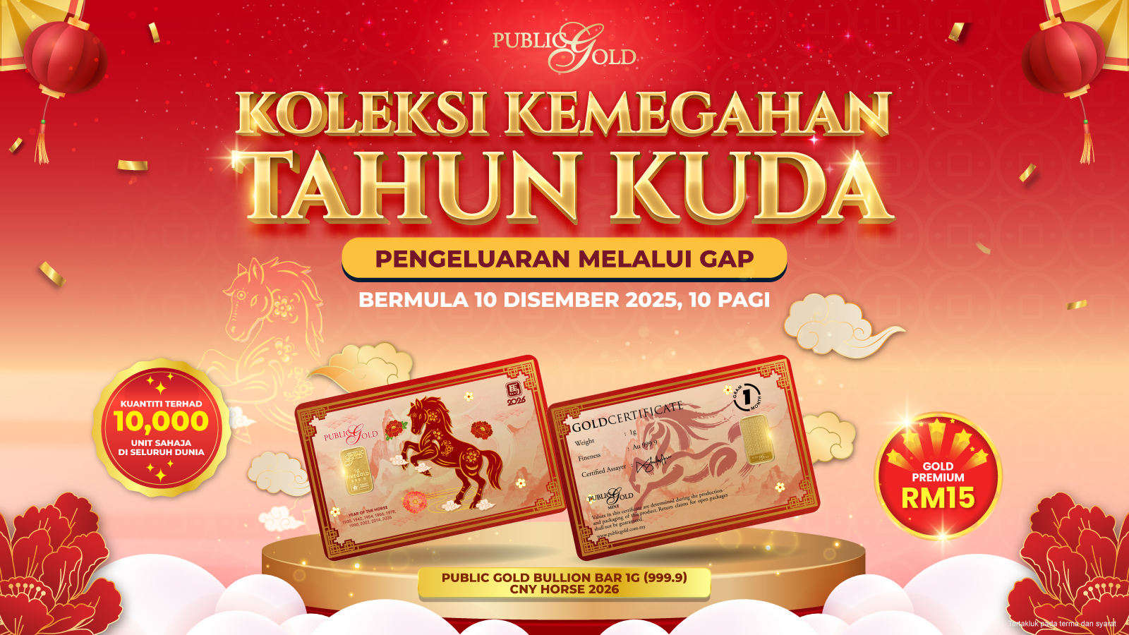 Public Gold Bullion Bar 1g (999.9) - CNY Horse 2026